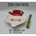 Popular tigela de manteiga de cerâmica e faca com design de Papai Noel